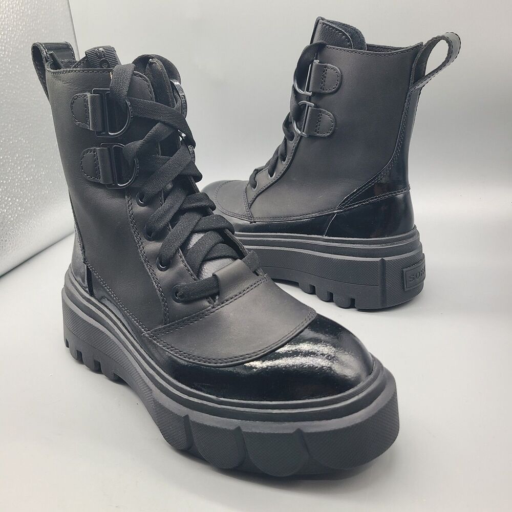 Sorel Caribou X Waterproof Leather Lace-Up Snow Boot Sz 6.5 Black Hiking NEW